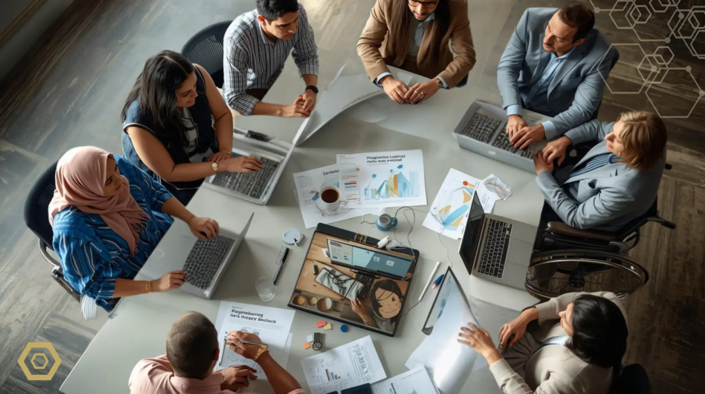 a diverse group of people meeting together and working together with NGOs and humanitarian organisation
