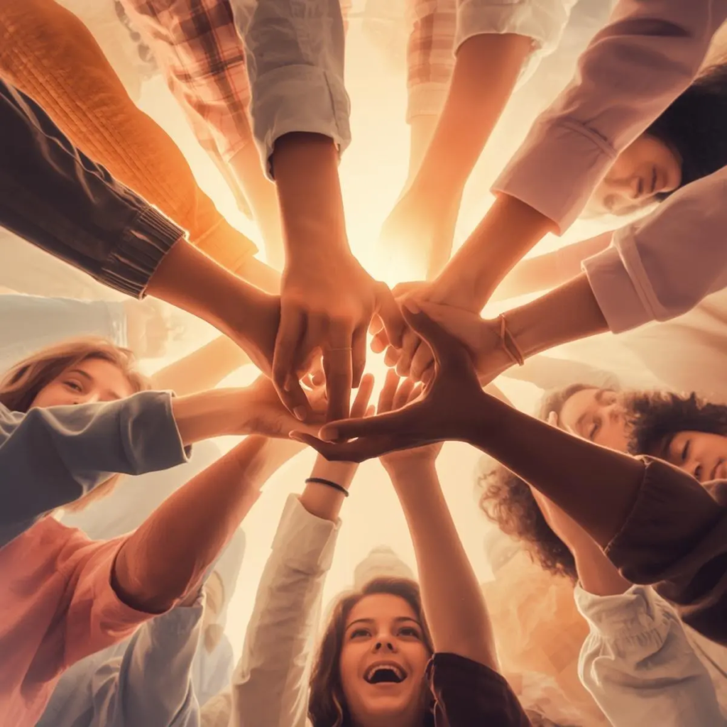 Individuals united for ending GBV. holding each others' hands.