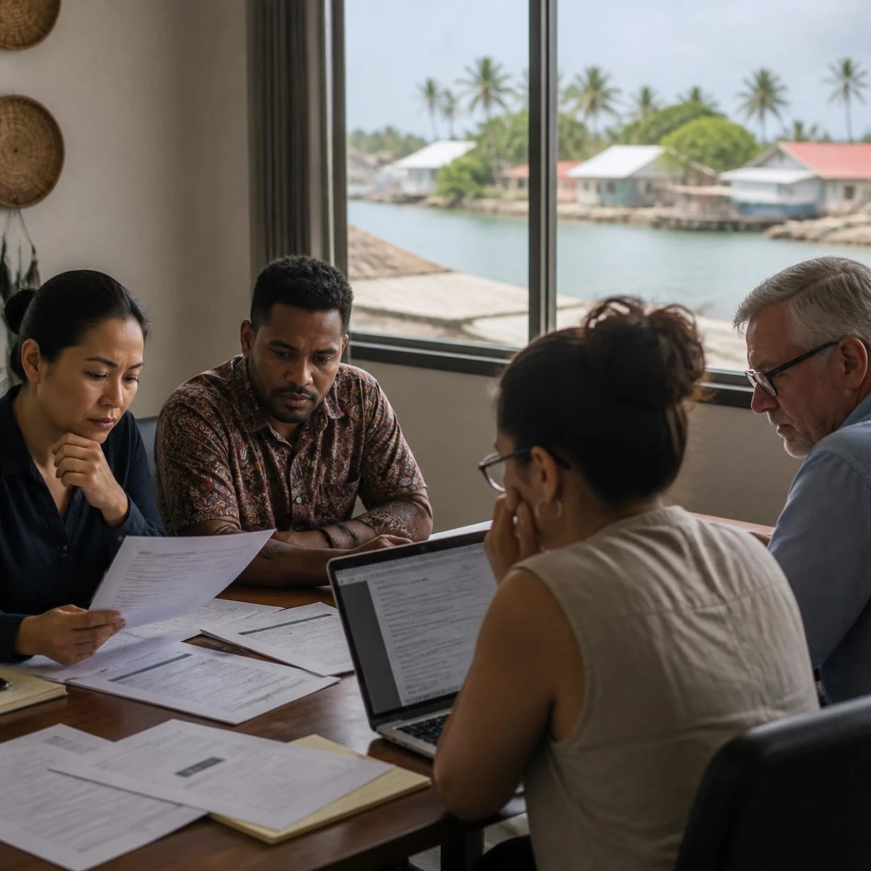 Researchers at a small consultancy discuss whether to share community data requested by a donor.
